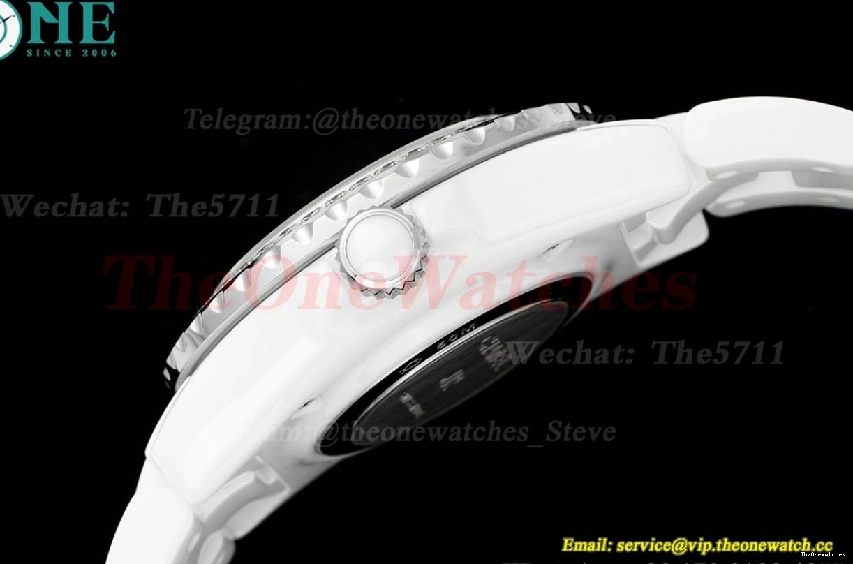 Swiss J12 Cer 33mm Ceramic Dia Dial White Quartz XF Ladies 0514